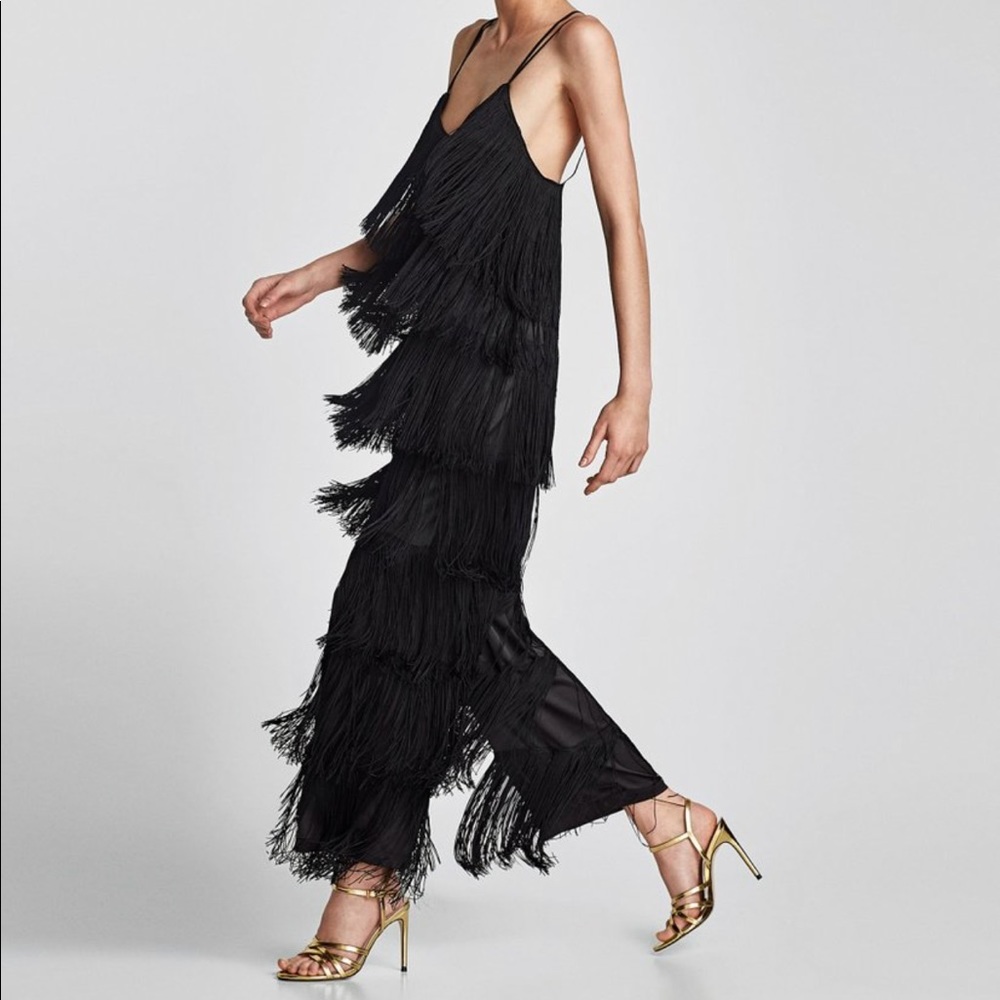 NWT Zara Fringed Jumpsuit